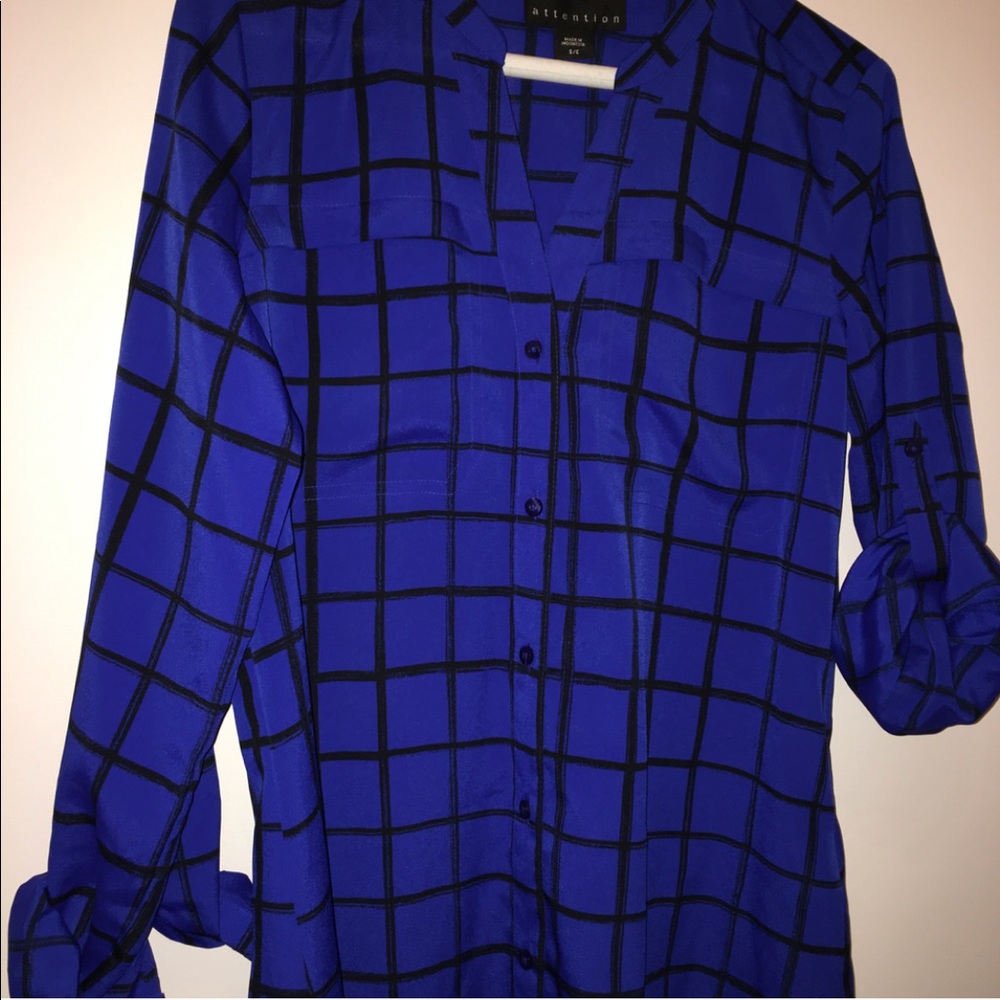 Electric Blue and Black Blouse